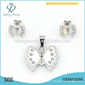 Fine stainless steel butterfly shape jewelry,memory plain silver sets engagements china factory price